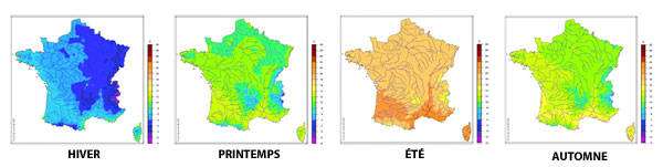 Climat - Températures par saison en France