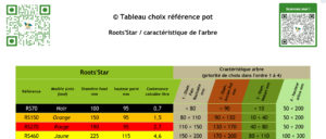 FT - Tableau choisir la bonne dimension du Roots'Star pour son Bonsai