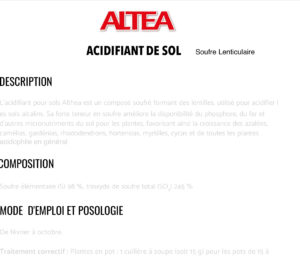 FT Fournisseur - Acidifiant sol ALTEA - soufre lenticulaire